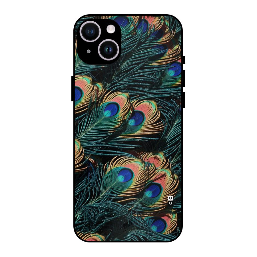 Peacock Feather Art Metal Back Case for iPhone 14 Plus