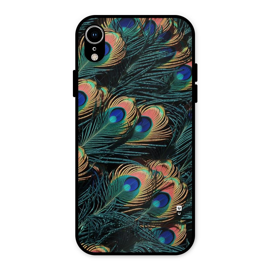 Peacock Feather Art Metal Back Case for iPhone XR