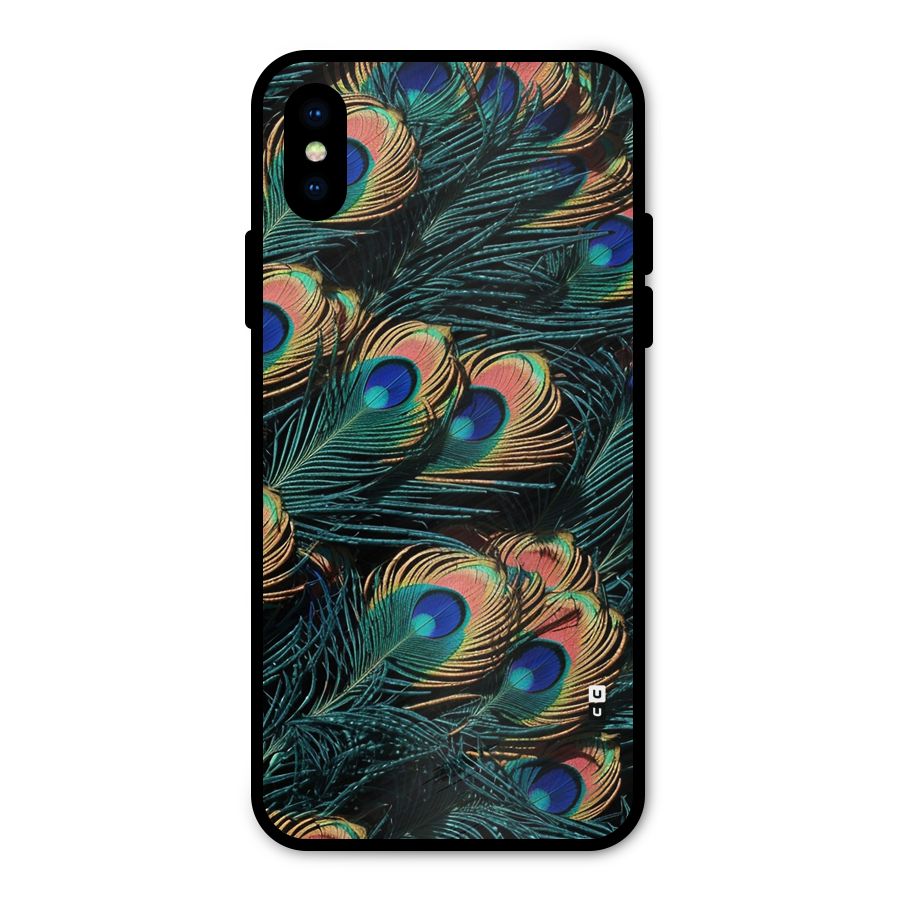 Peacock Feather Art Metal Back Case for iPhone XS