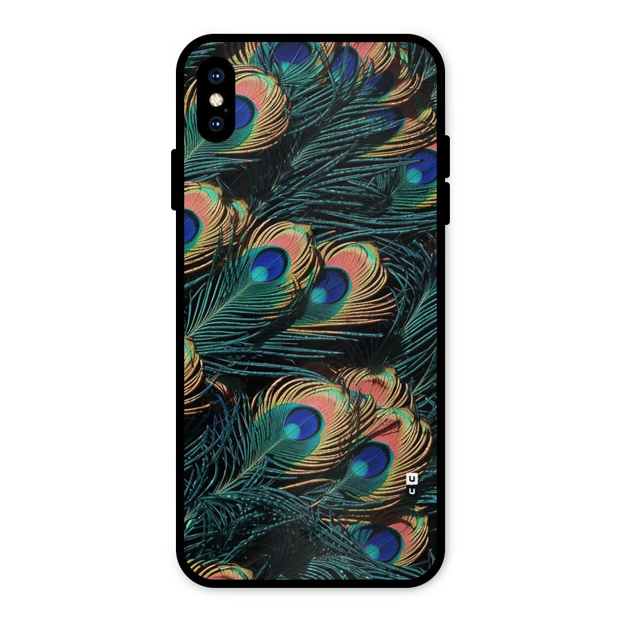 Peacock Feather Art Metal Back Case for iPhone XS Max