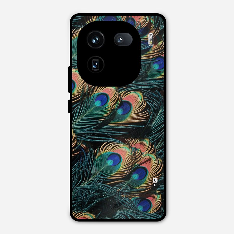 Peacock Feather Art Metal Back Case for iQOO 12