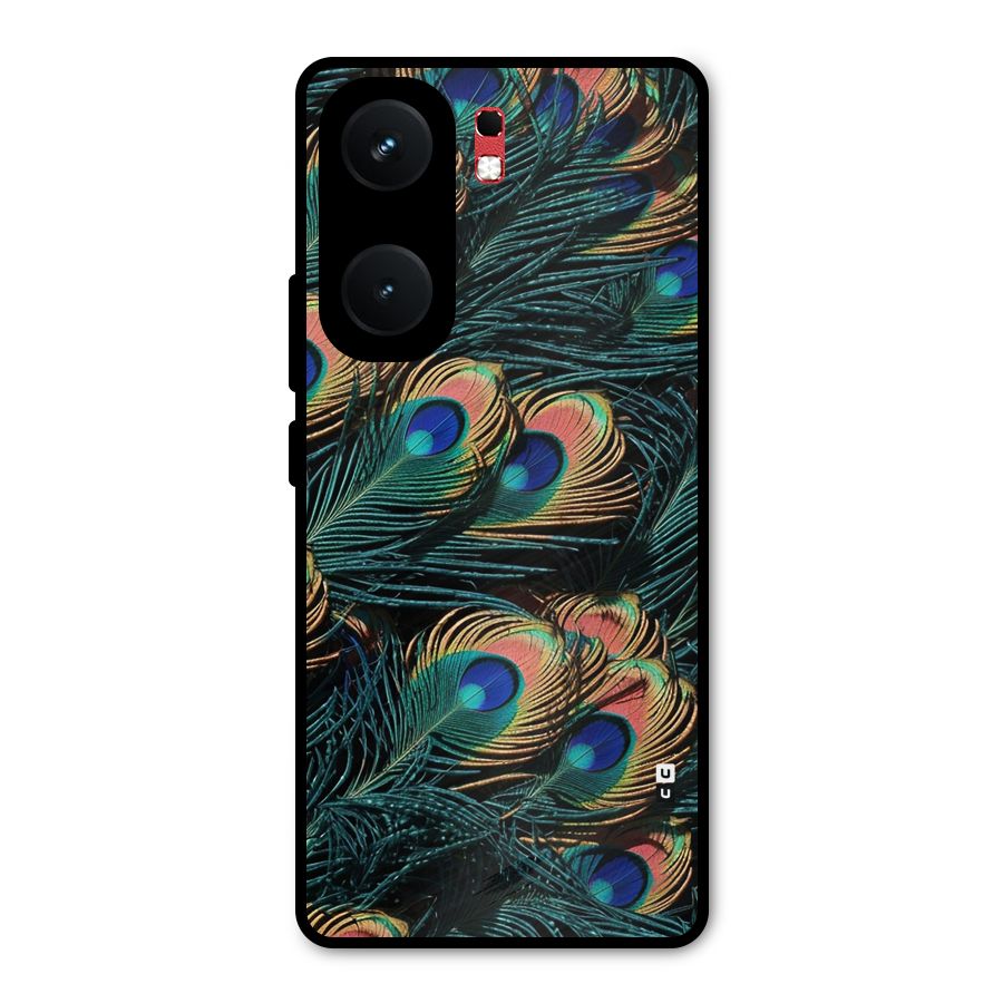 Peacock Feather Art Metal Back Case for iQOO Neo 9 Pro
