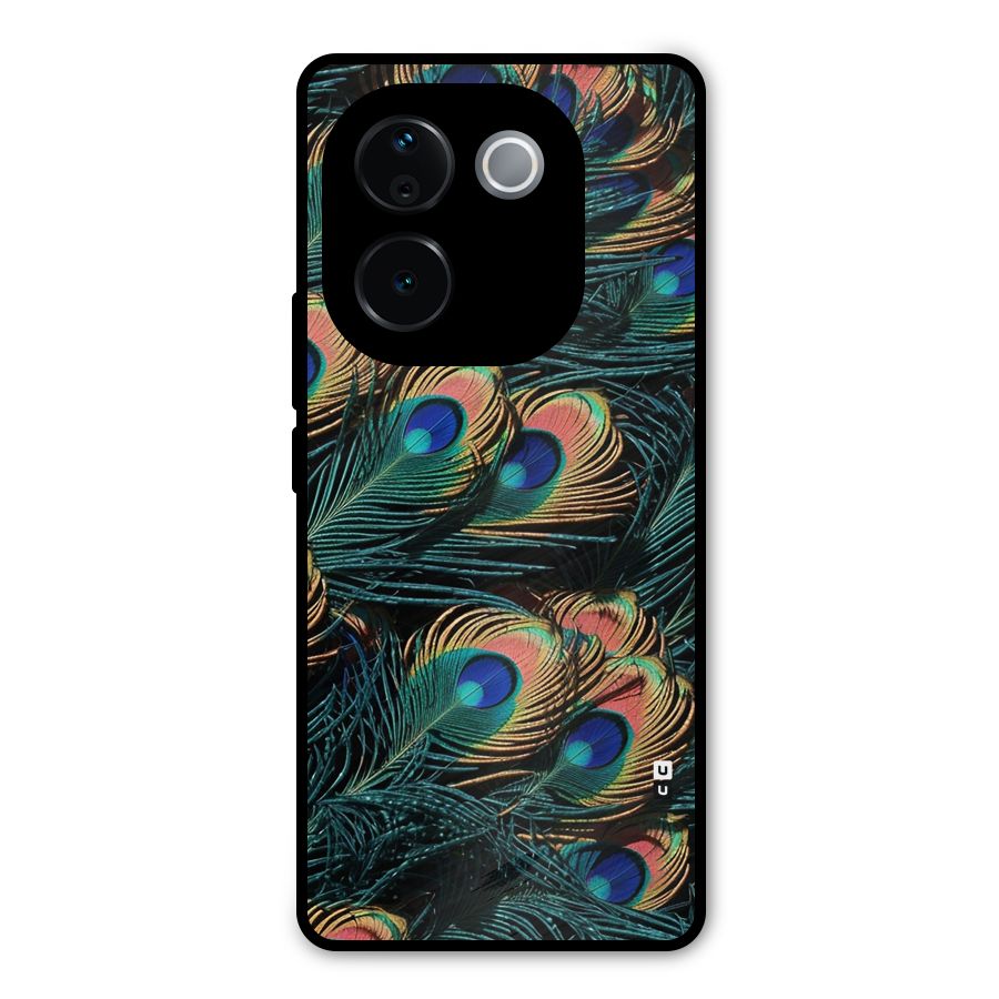 Peacock Feather Art Metal Back Case for iQOO Z9s Pro