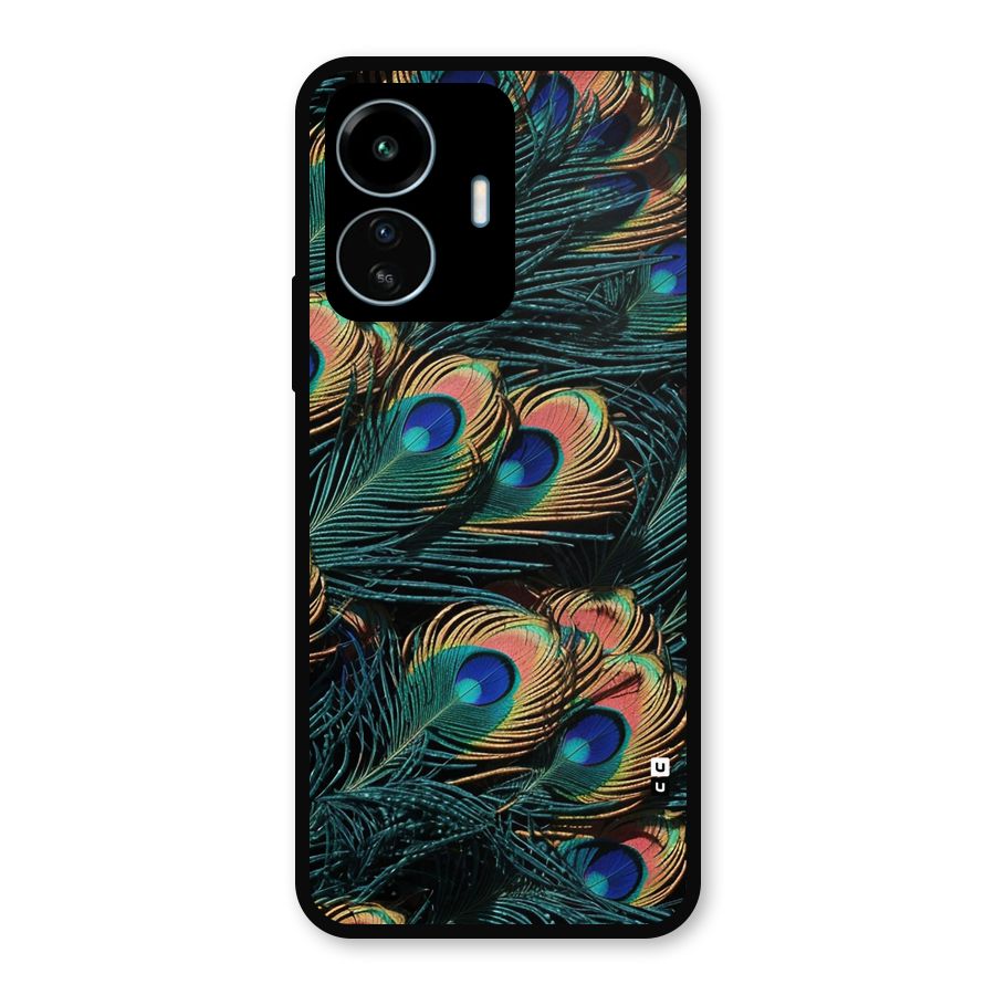 Peacock Feather Art Metal Back Case for vivo iQOO Z6 Lite 5G