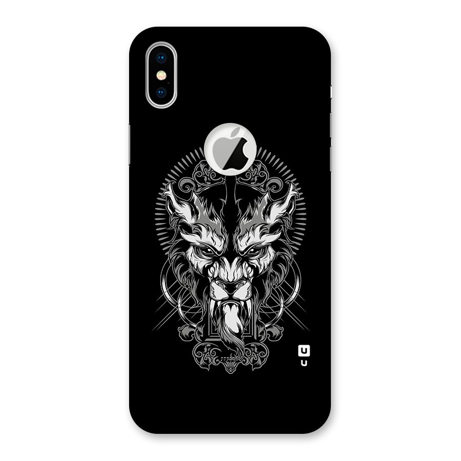 Pencil Art Lion Illustration Back Case for iPhone XS Logo Cut