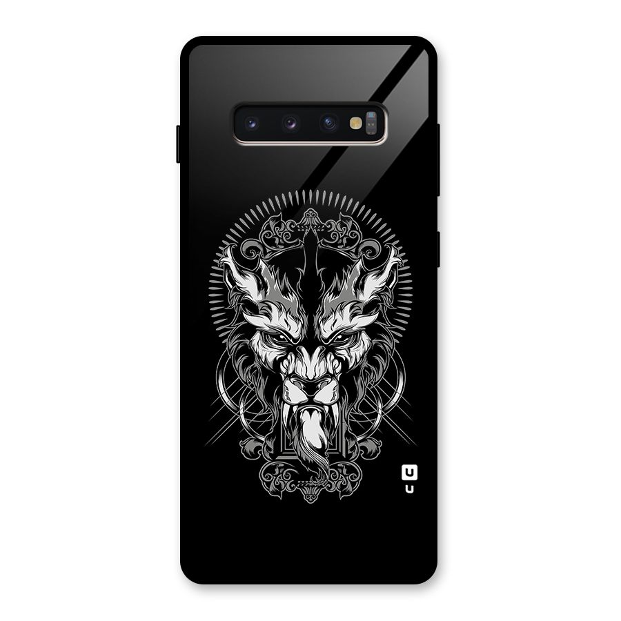 Pencil Art Lion Illustration Glass Back Case for Galaxy S10 Plus