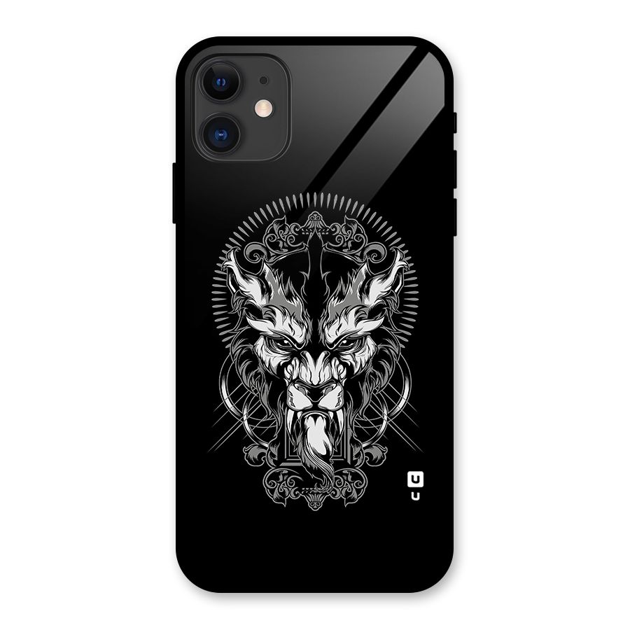 Pencil Art Lion Illustration Glass Back Case for iPhone 11