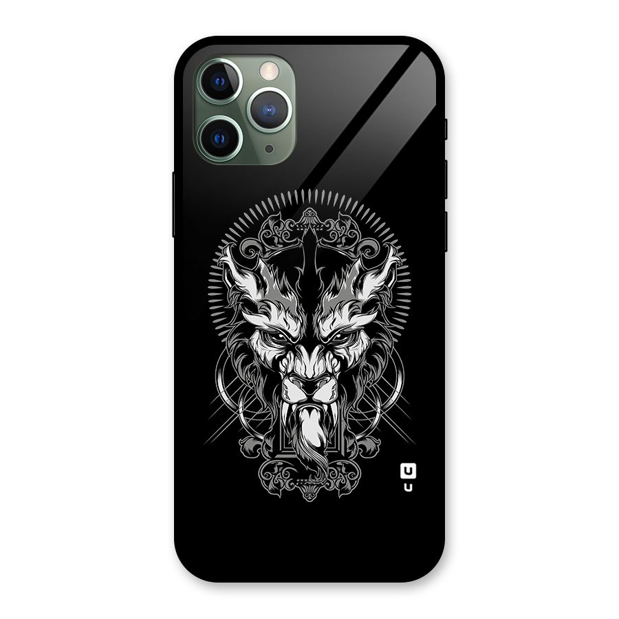 Pencil Art Lion Illustration Glass Back Case for iPhone 11 Pro