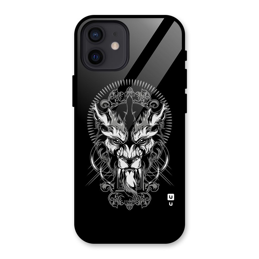 Pencil Art Lion Illustration Glass Back Case for iPhone 12