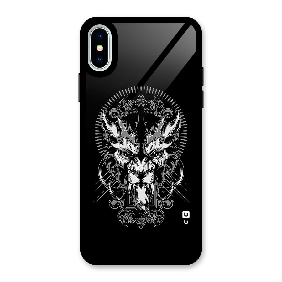 Pencil Art Lion Illustration Glass Back Case for iPhone XS
