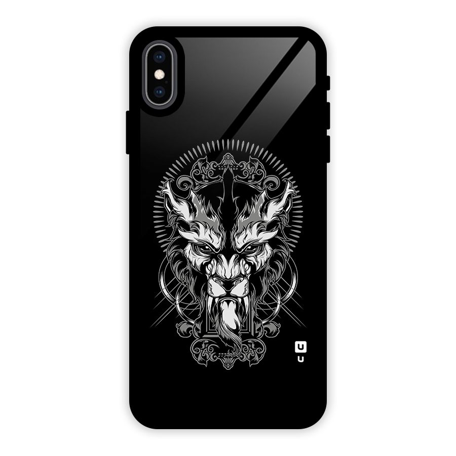 Pencil Art Lion Illustration Glass Back Case for iPhone XS Max