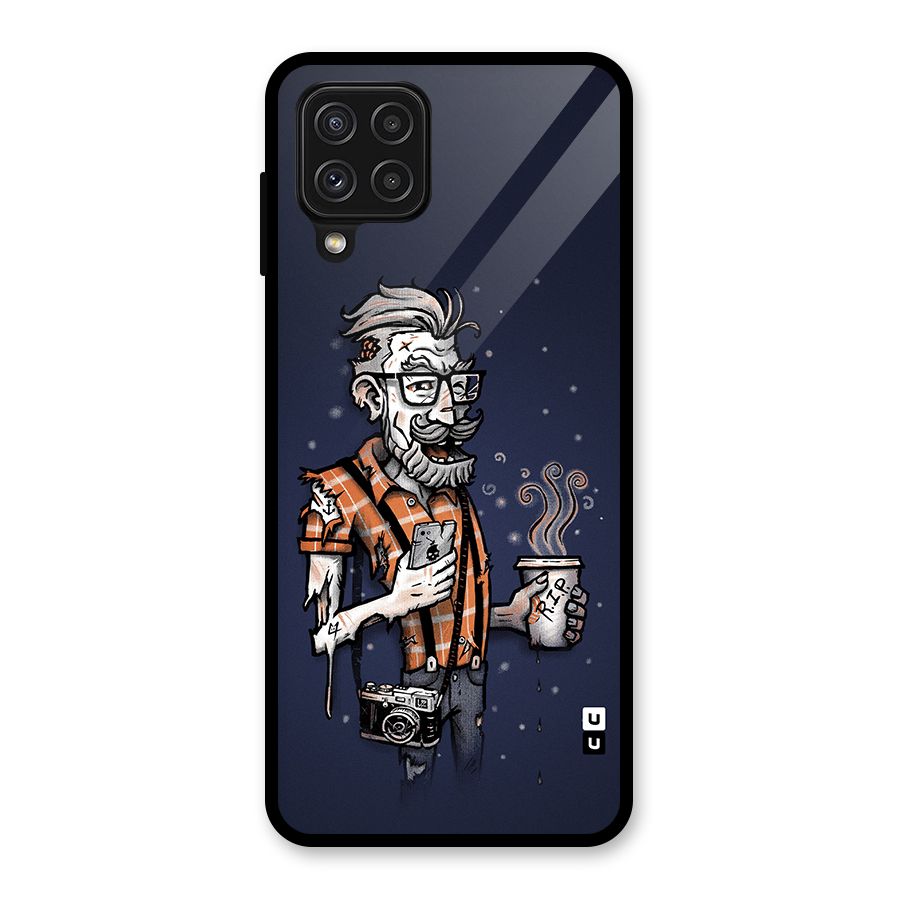 Photographer illustration Glass Back Case for Galaxy A22 4G