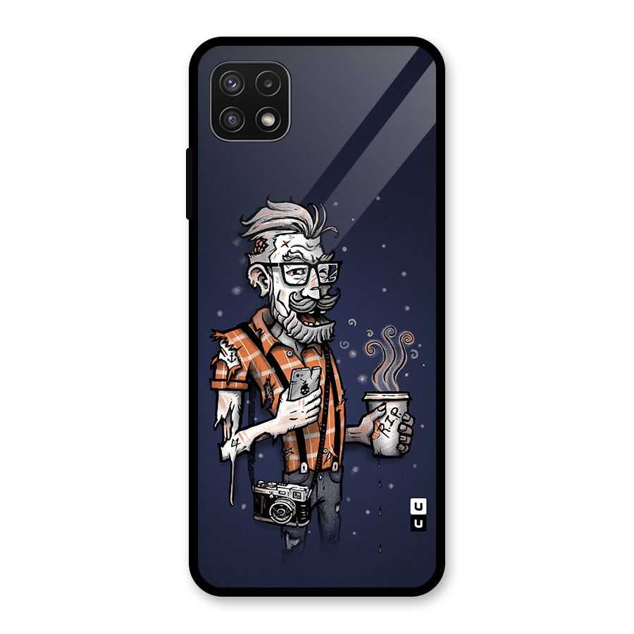 Photographer illustration Glass Back Case for Galaxy A22 5G