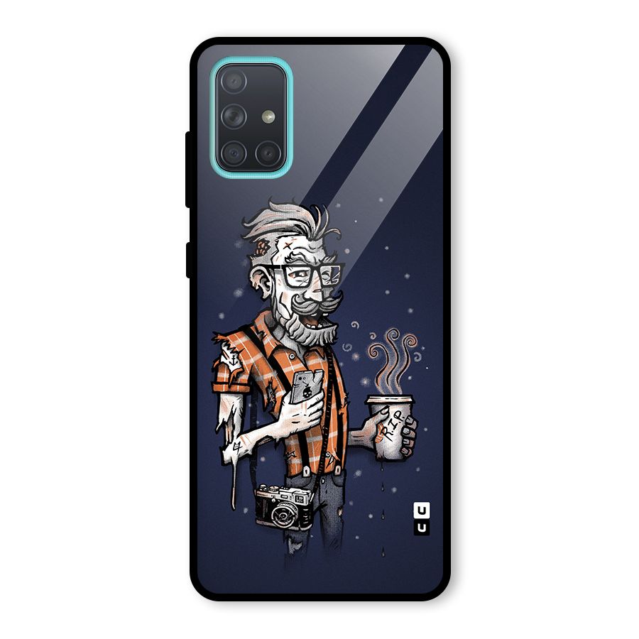 Photographer illustration Glass Back Case for Galaxy A71
