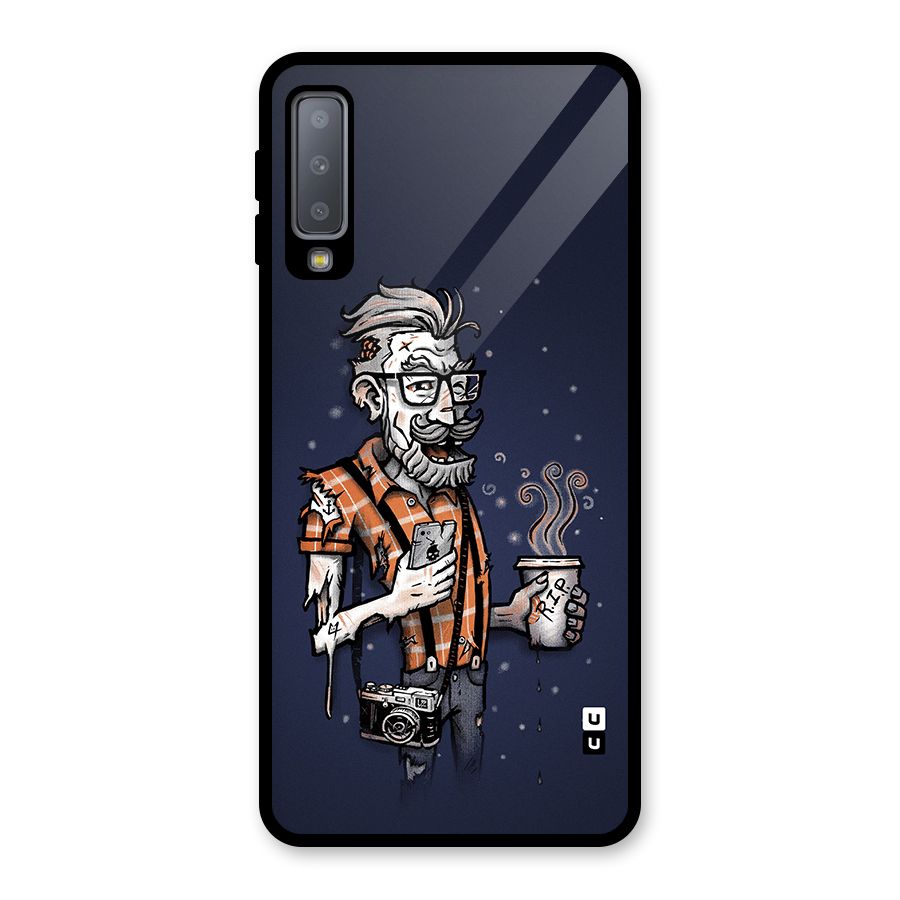 Photographer illustration Glass Back Case for Galaxy A7 (2018)