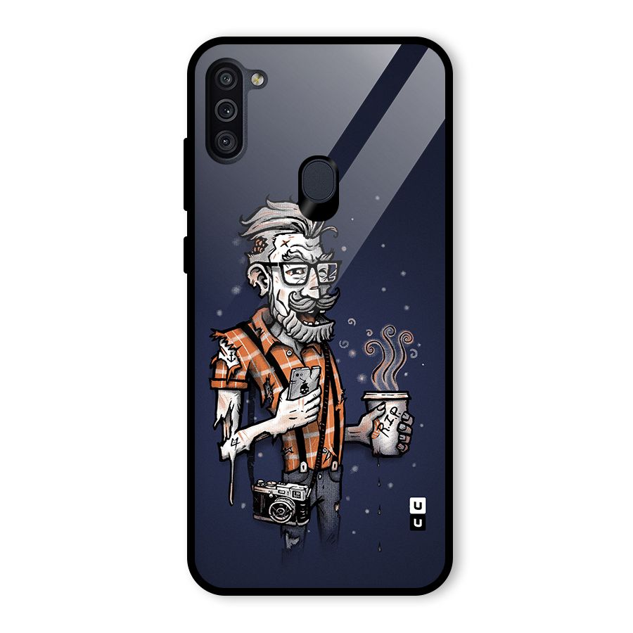 Photographer illustration Glass Back Case for Galaxy M11