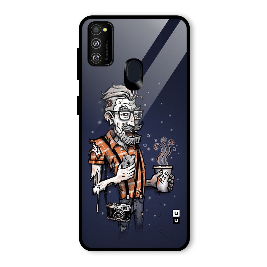 Photographer illustration Glass Back Case for Galaxy M30s