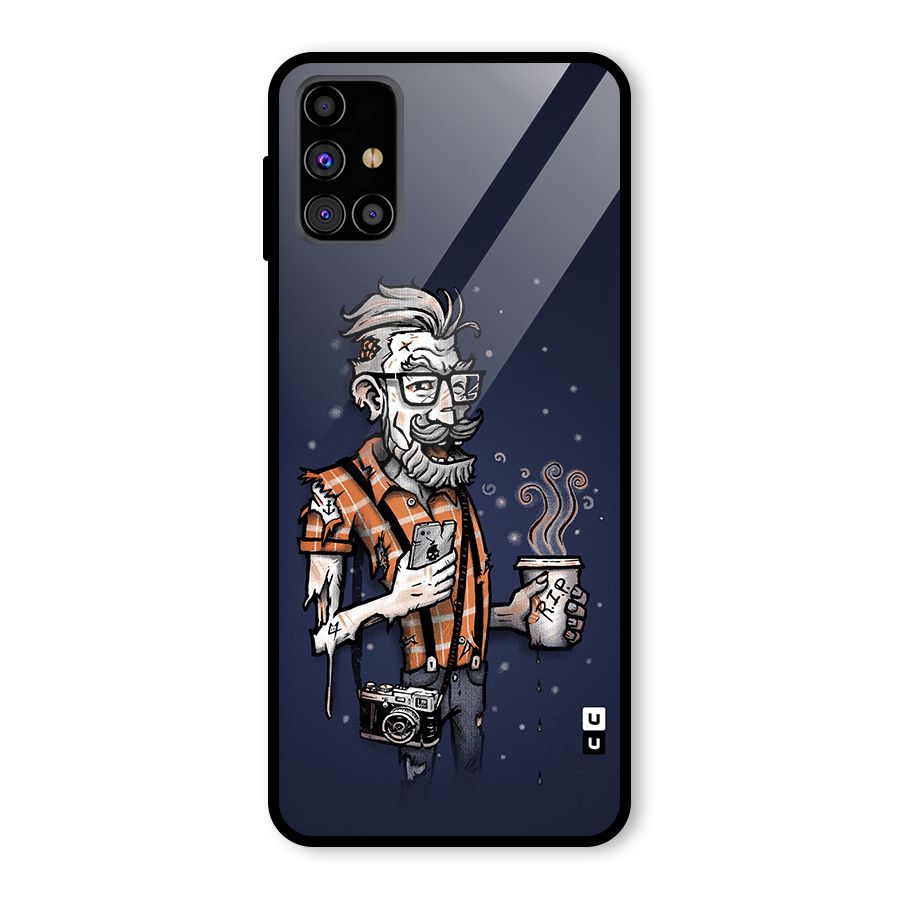 Photographer illustration Glass Back Case for Galaxy M31s