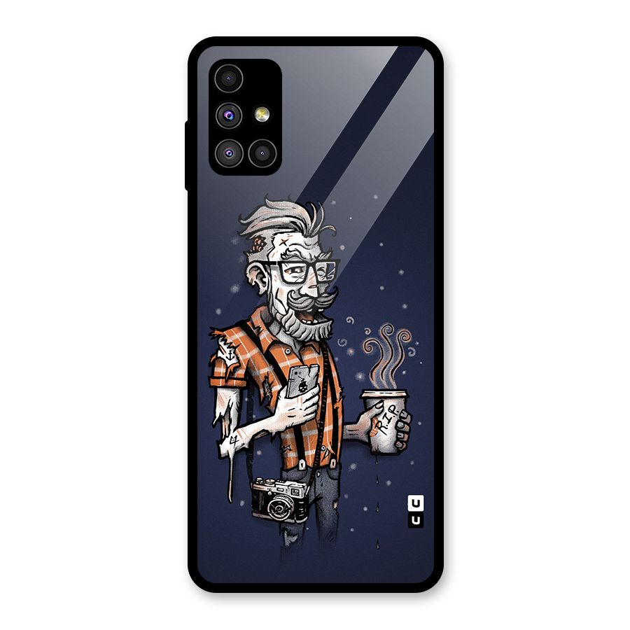 Photographer illustration Glass Back Case for Galaxy M51