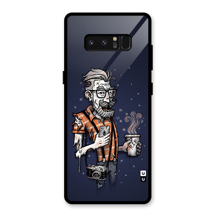 Photographer illustration Glass Back Case for Galaxy Note 8