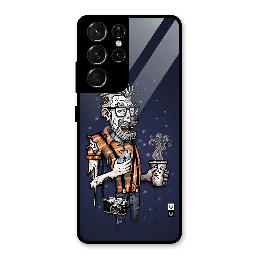 Photographer illustration Glass Back Case for Galaxy S21 Ultra 5G