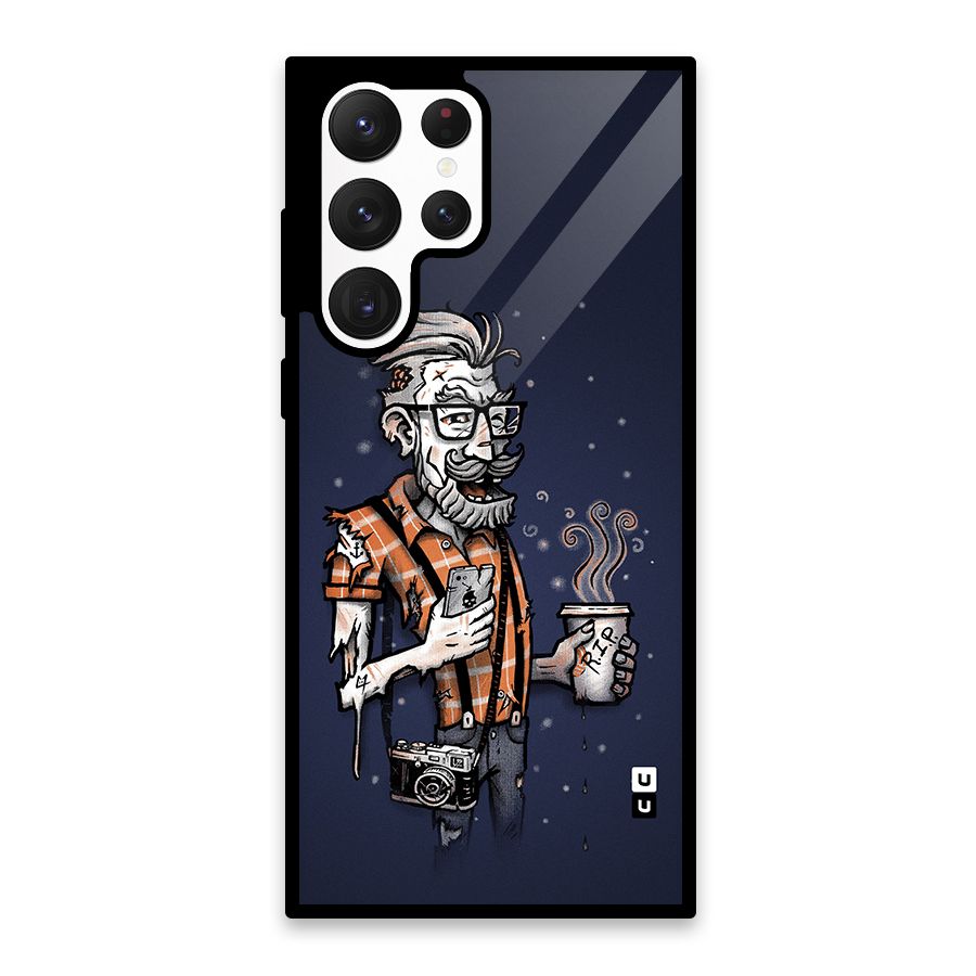 Photographer illustration Glass Back Case for Galaxy S22 Ultra 5G