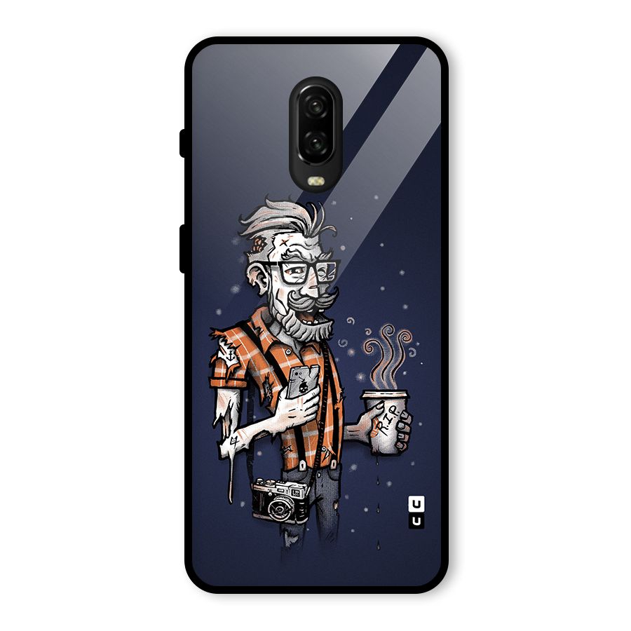 Photographer illustration Glass Back Case for OnePlus 6T