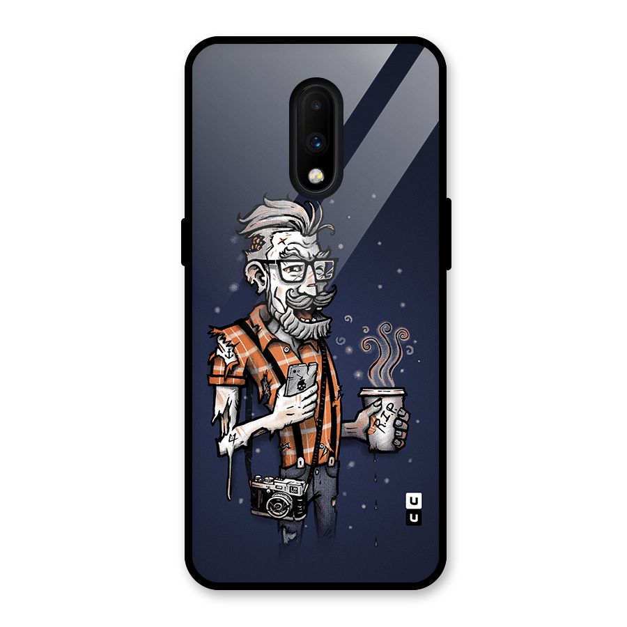 Photographer illustration Glass Back Case for OnePlus 7
