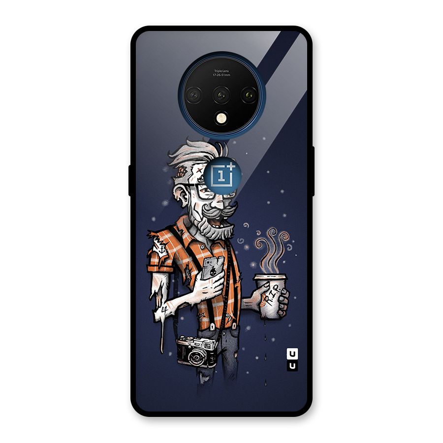 Photographer illustration Glass Back Case for OnePlus 7T