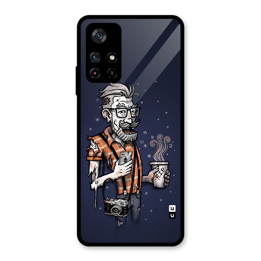 Photographer illustration Glass Back Case for Poco M4 Pro 5G