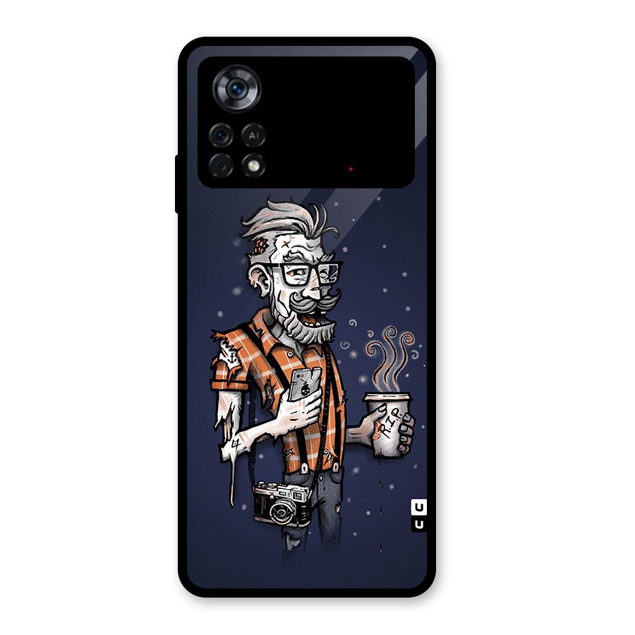 Photographer illustration Glass Back Case for Poco X4 Pro 5G