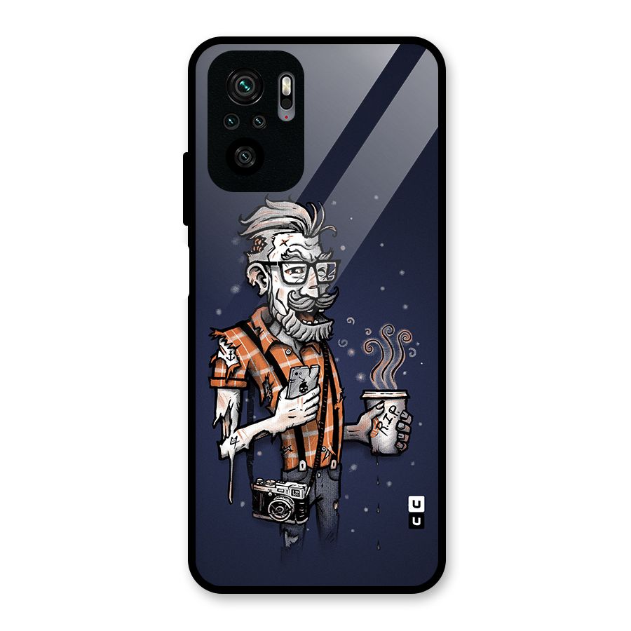 Photographer illustration Glass Back Case for Redmi Note 10S