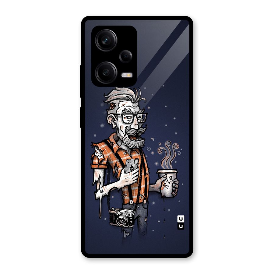 Photographer illustration Glass Back Case for Redmi Note 12 Pro