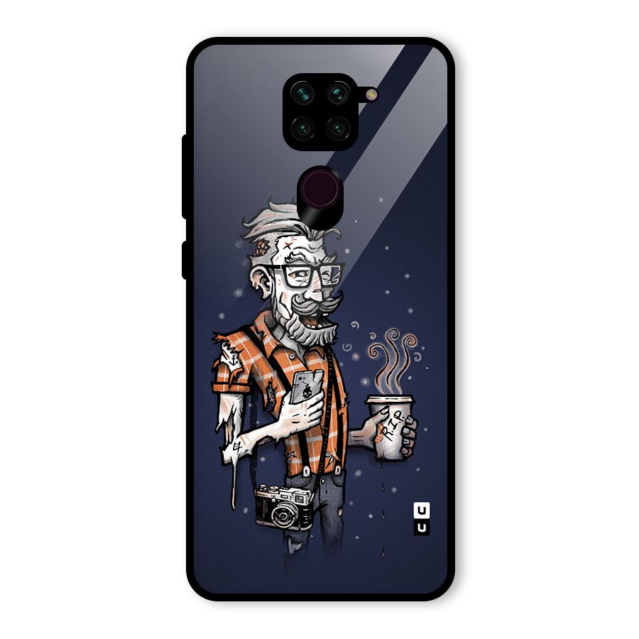 Photographer illustration Glass Back Case for Redmi Note 9