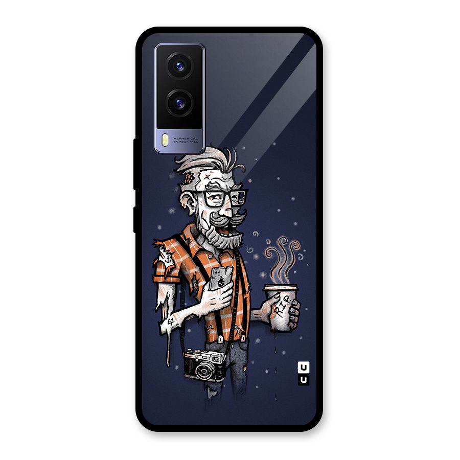 Photographer illustration Glass Back Case for Vivo V21e 5G