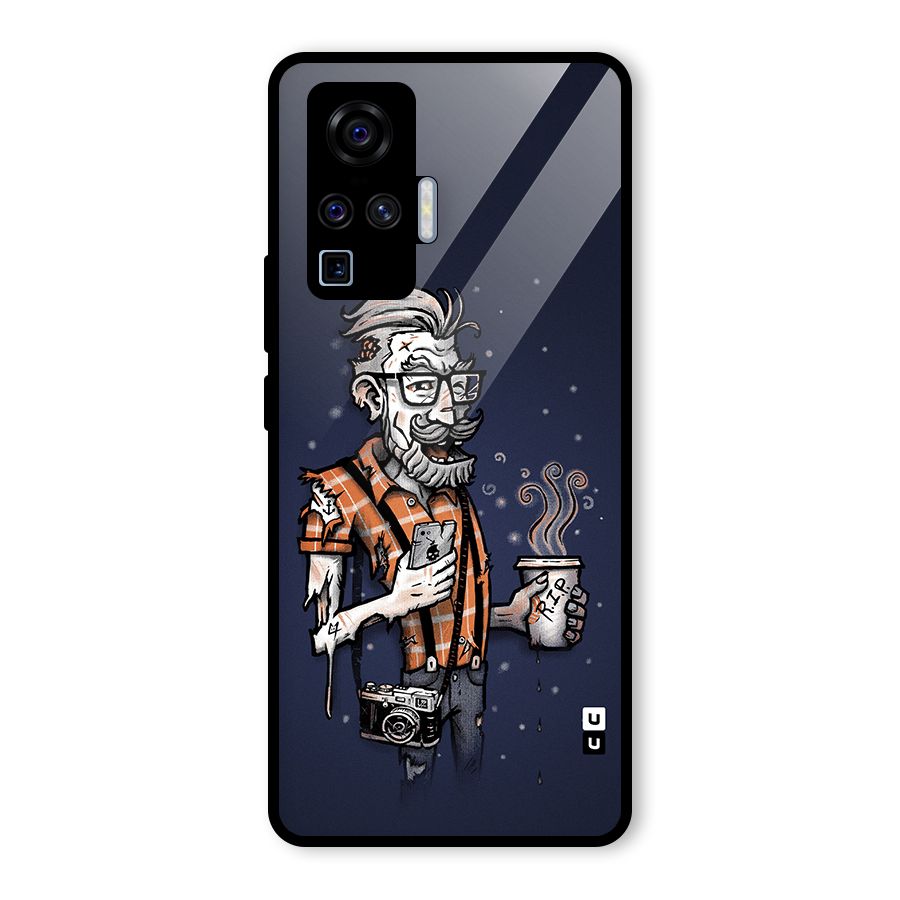 Photographer illustration Glass Back Case for Vivo X50 Pro