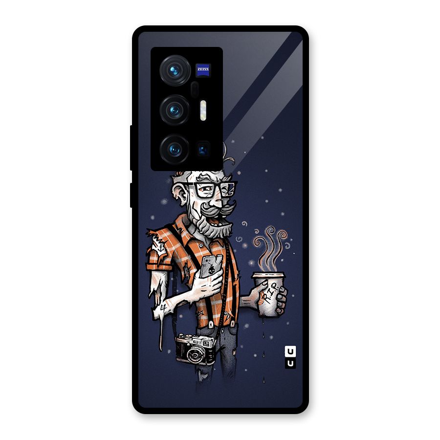 Photographer illustration Glass Back Case for Vivo X70 Pro Plus