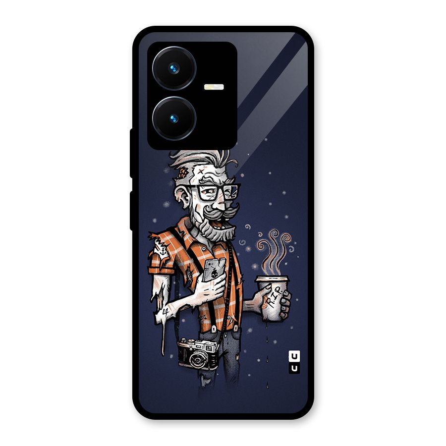 Photographer illustration Glass Back Case for Vivo Y22s