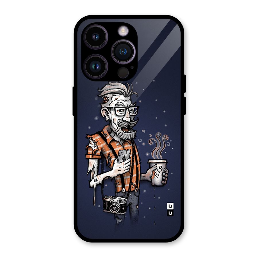 Photographer illustration Glass Back Case for iPhone 14 Pro