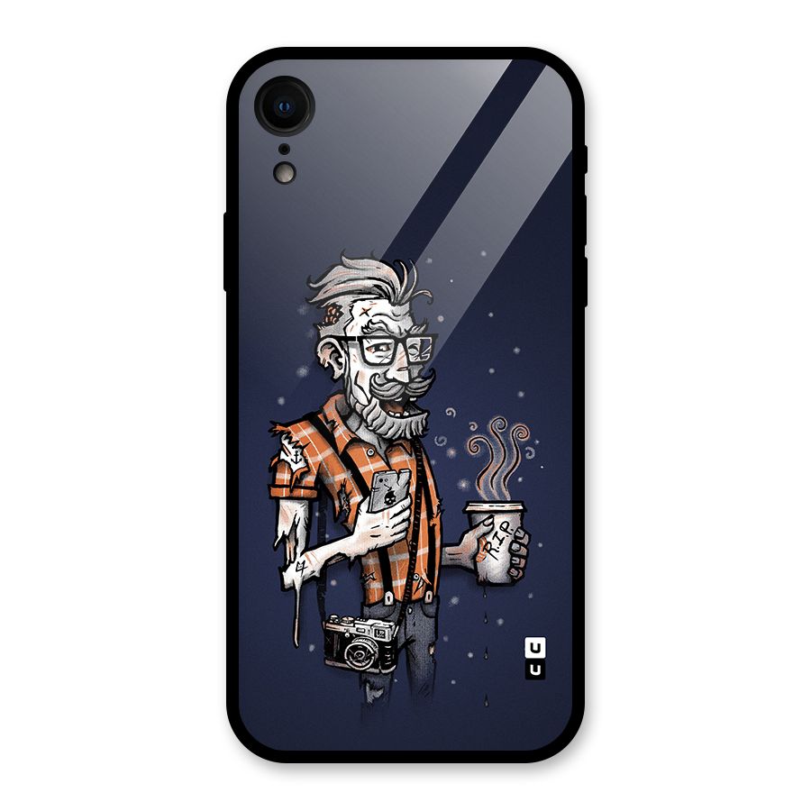 Photographer illustration Glass Back Case for iPhone XR