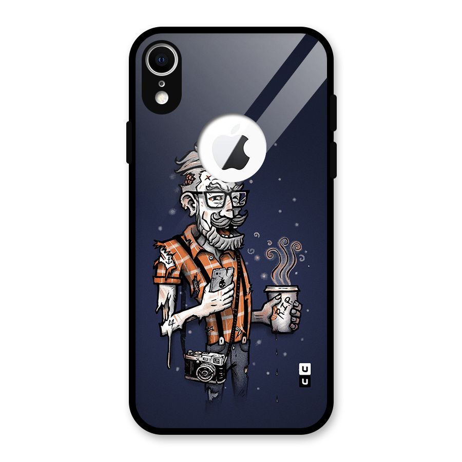 Photographer illustration Glass Back Case for iPhone XR Logo Cut
