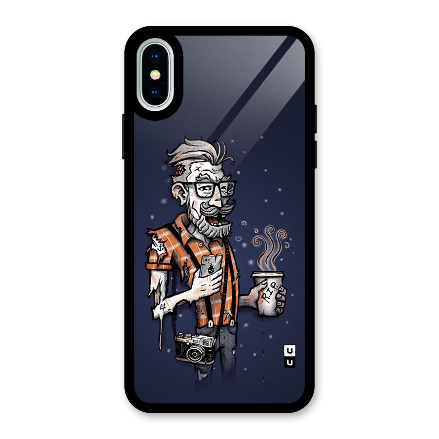 Photographer illustration Glass Back Case for iPhone XS