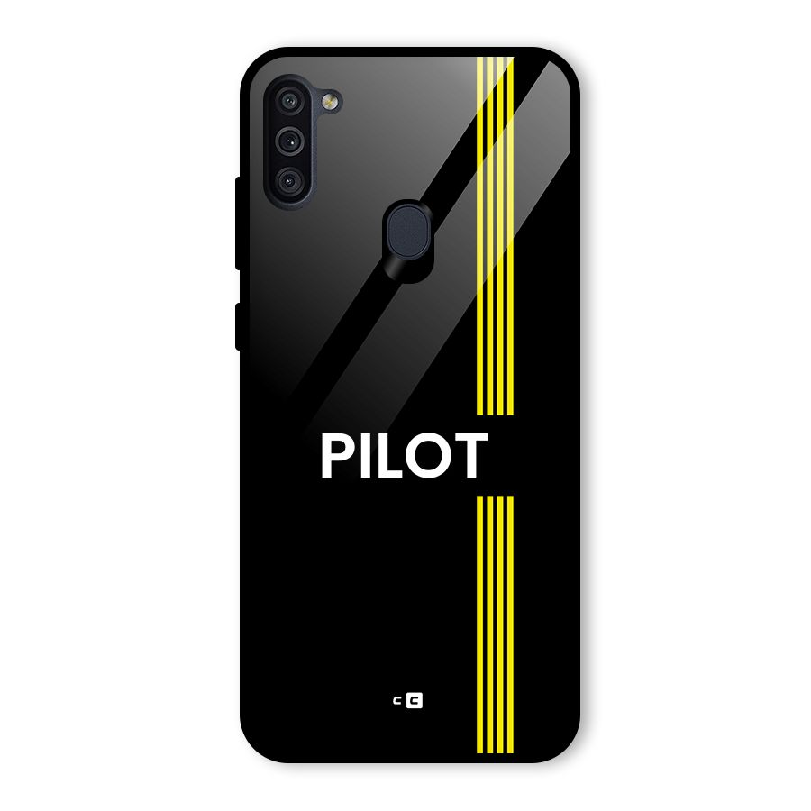 Pilot Stripes Glass Back Case for Galaxy M11