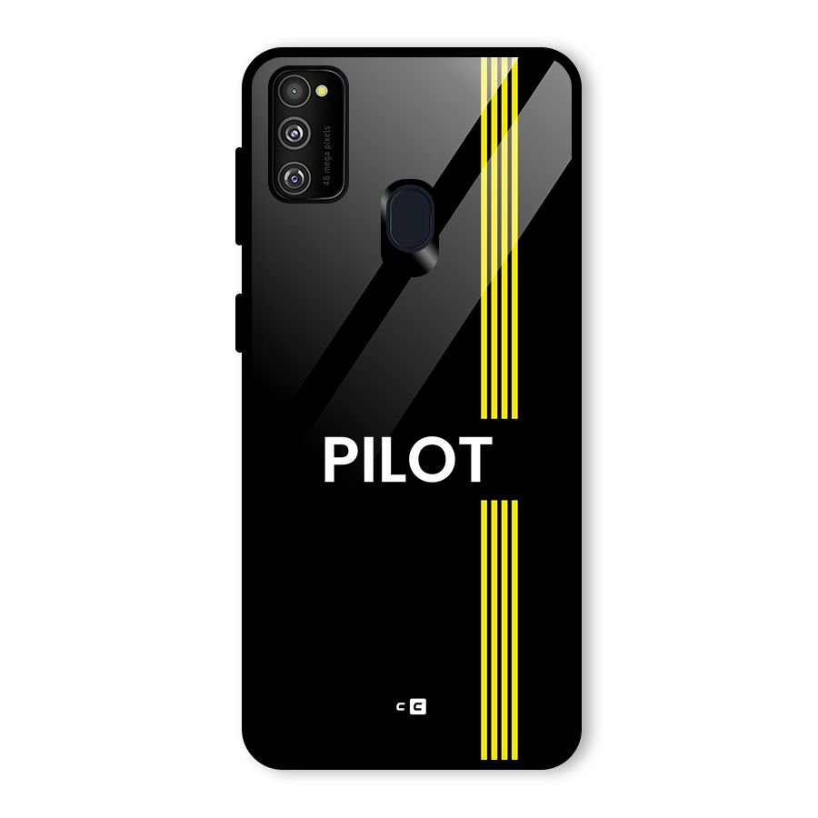 Pilot Stripes Glass Back Case for Galaxy M30s