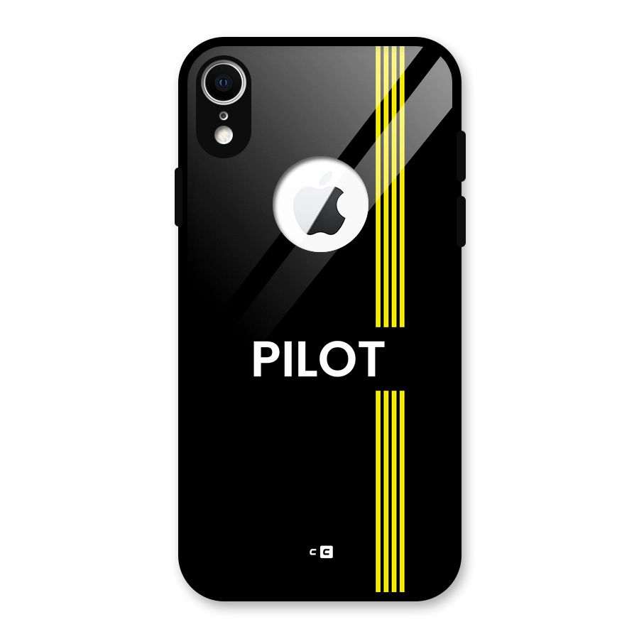 Pilot Stripes Glass Back Case for iPhone XR Logo Cut