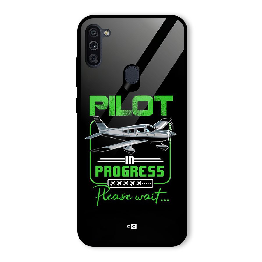 Pilot in Progress Glass Back Case for Galaxy M11