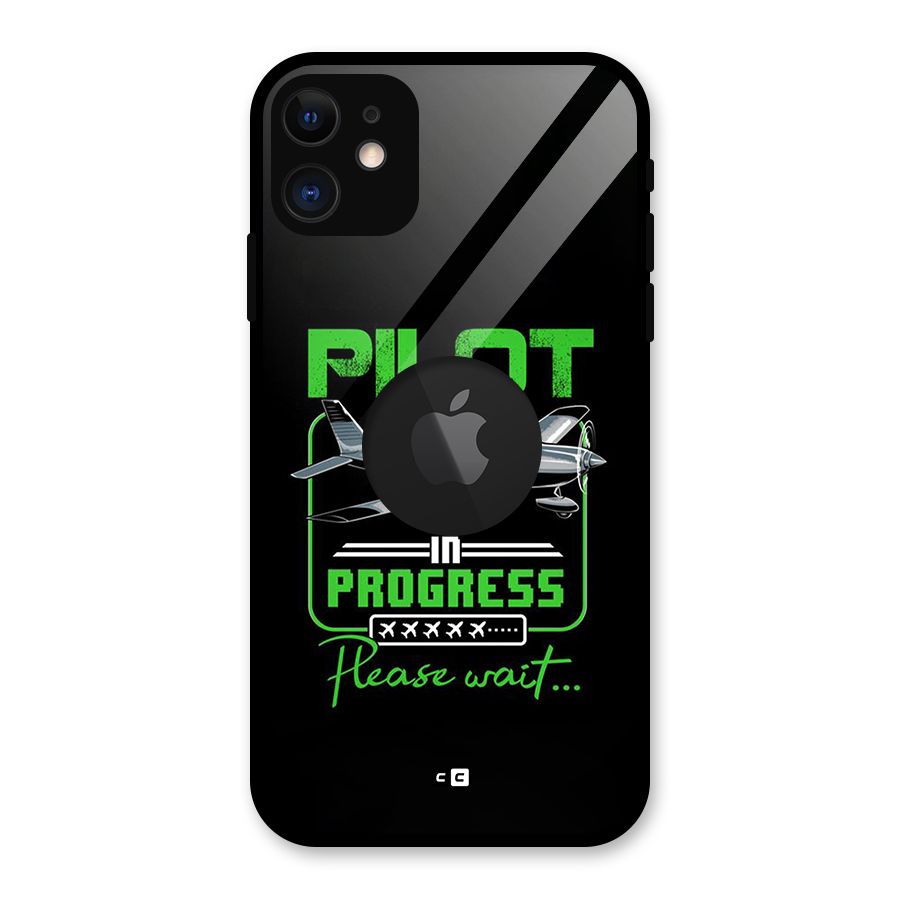 Pilot in Progress Glass Back Case for iPhone 11 Logo Cut