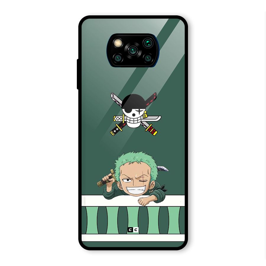 Pirate Hunter Zoro Glass Back Case for Poco X3 Pro