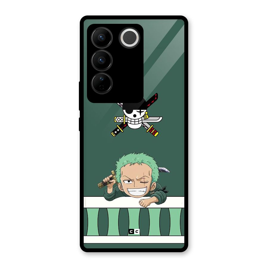 Pirate Hunter Zoro Glass Back Case for Vivo V27 Pro