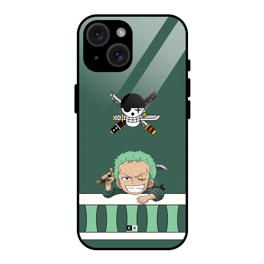 Pirate Hunter Zoro Glass Back Case for iPhone 15